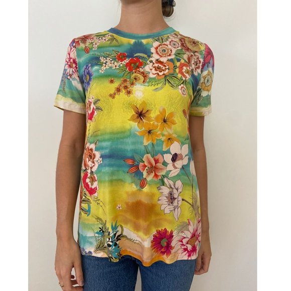Johnny Was Tie Dye Favorite Short Sleeve Crew Neck Tee Floral shirt Flowers New - Picture 1 of 5